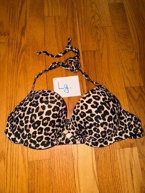Leopard Print Push-Up Halter Swim top